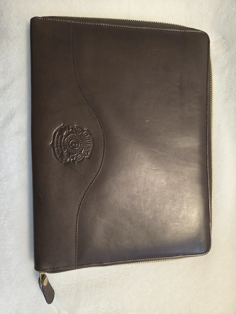 Ghurka Classic Brown Leather Zip Portfolio/Padfolio